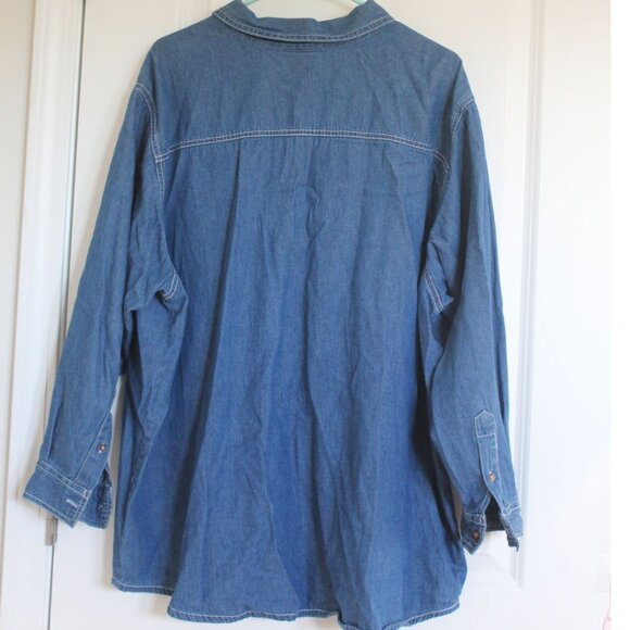 M&M's Brand Women's Long Sleeve Denim Blue Jean Shirt, Plus Size: 22W / 24W - Picture 2 of 9